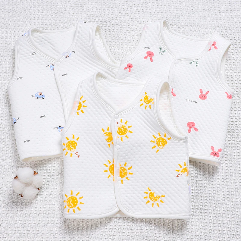 0-2岁宝宝保暖马甲新生儿春秋款无骨砍肩马夹婴幼儿薄夹棉小背心