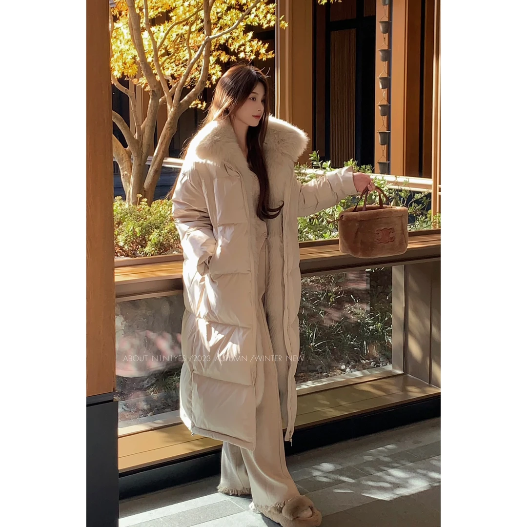 秋冬新款白鸭绒毛毛加厚长款羽绒服外套HZU60845