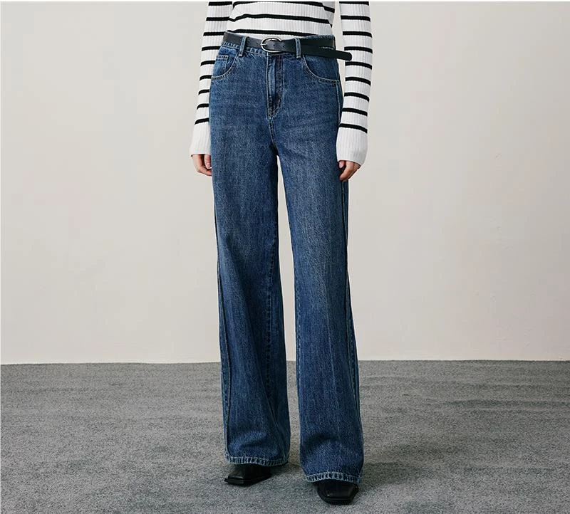 依依-大码女装秋冬季新款高腰阔腿裤复古弹性直筒MM310R49