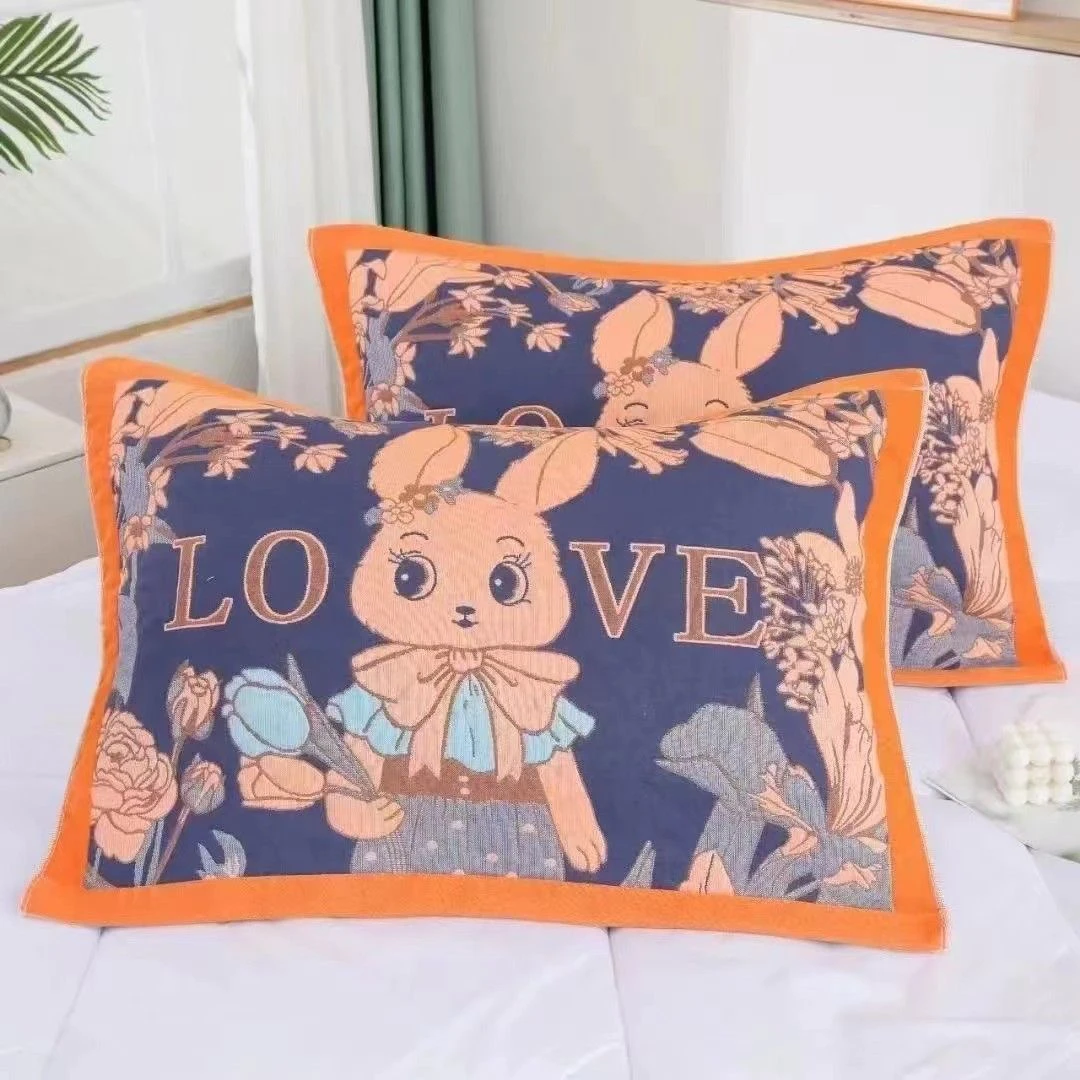 成人枕巾一对装加厚六层纱布欧式枕头巾四季通用吸汗透气加大家用