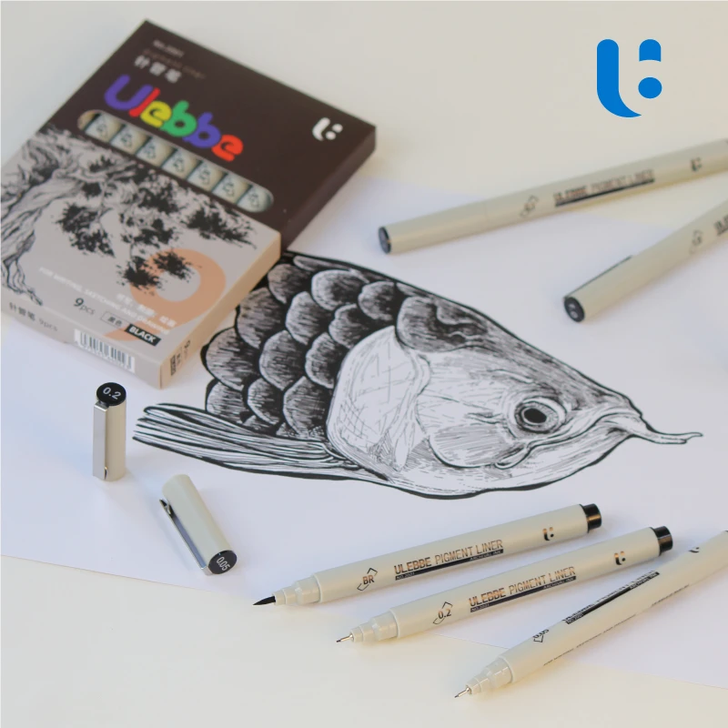 优乐彼针管笔2001防水速干勾线笔9支装制图耐用流畅（单支可选）