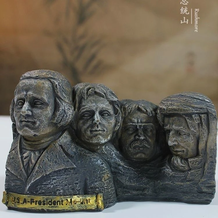 厂家直销树脂工艺品仿石雕模型美国总统山复古做旧摆件创意纪念品