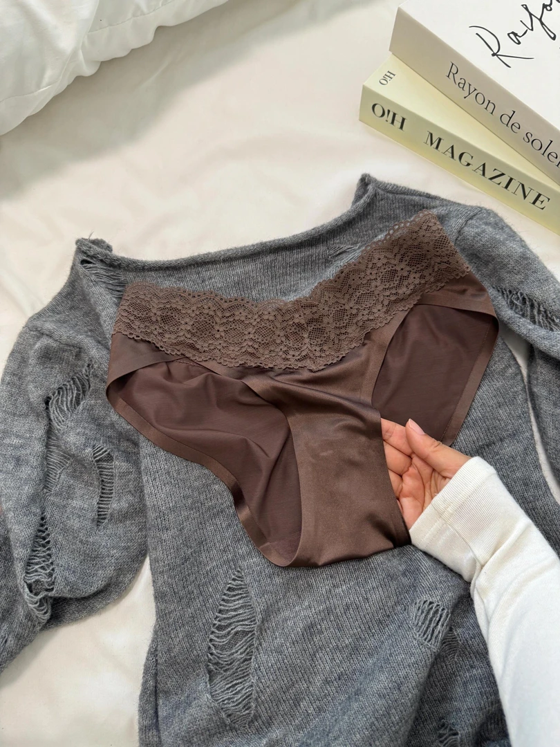 钓系面膜裤 法式高级缎面蕾丝内裤女刺绣舒适透气包臀三角裤