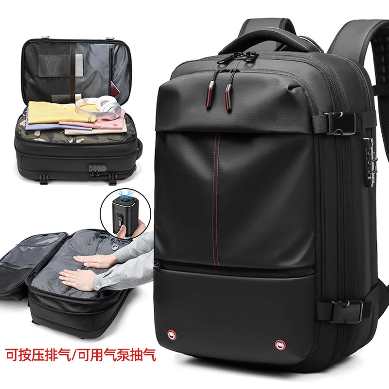跨境旅行新款双肩包户外商务运动电脑包真空压缩大容量背包TPU