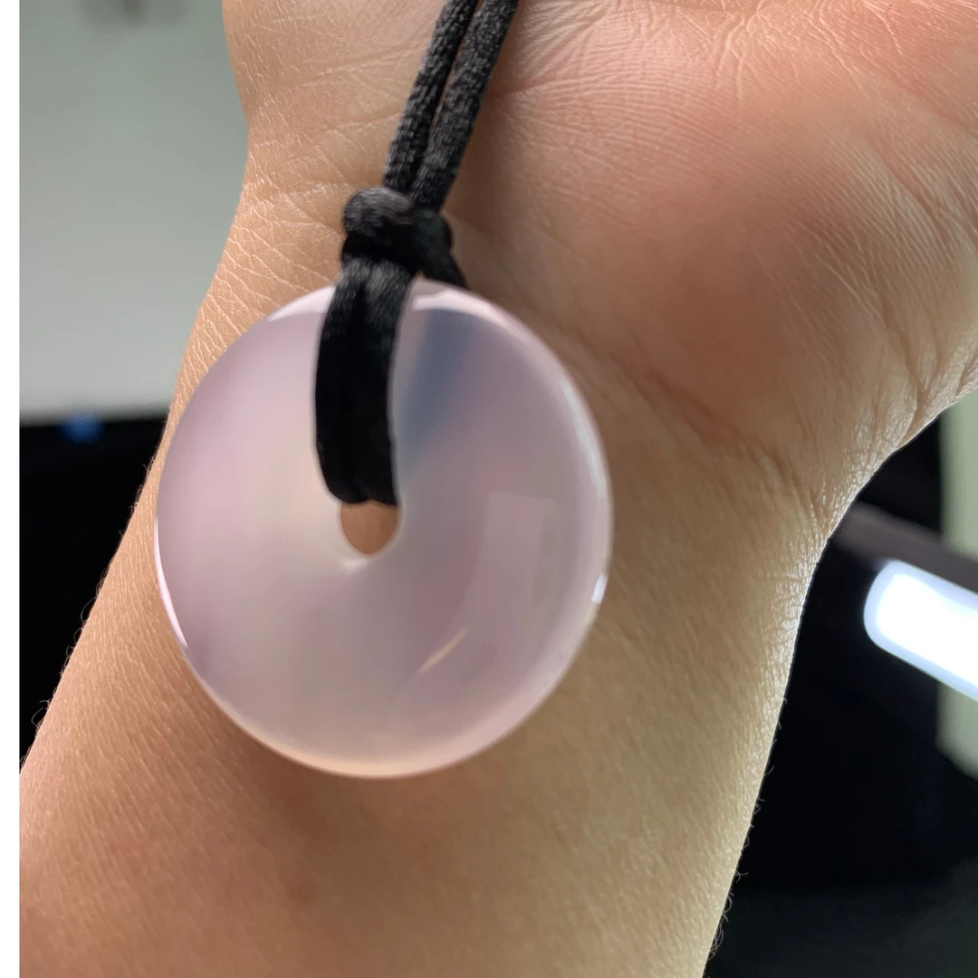 天然玉石平安扣玉髓玛瑙，平安时尚紫色吊坠玉坠冰透（多样性发