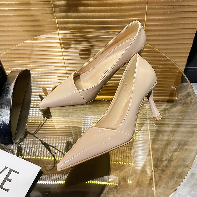 KABINGNI/卡冰妮5/7cm2025新款高跟鞋女细跟洋气黑色职业女鞋