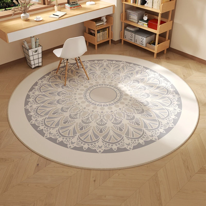 北欧圆形地毯ins 阳台简约圆型客厅毯家用卧室地垫床边防滑毯