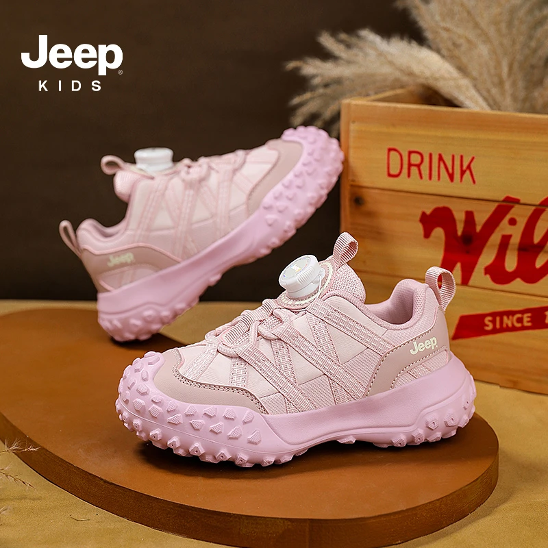 jeep男童鞋子儿童皮面运动鞋2025秋冬新款大童女童软底时尚小白鞋