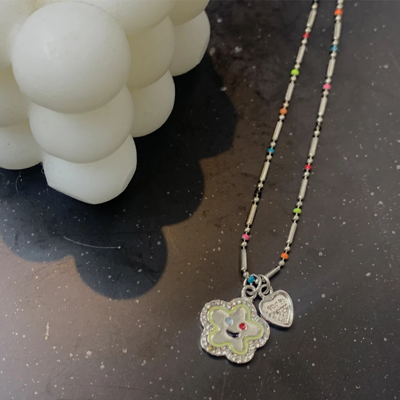 多多同款可爱花朵笑脸时尚项链百搭小众