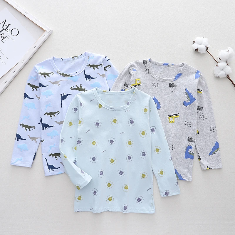 文波男童秋衣纯棉上衣单件儿童打底衫男孩莱卡修身长袖薄款春秋款