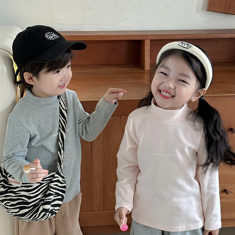 儿童保暖打底衫洋气宝宝秋冬男童女童小童女宝长袖0058