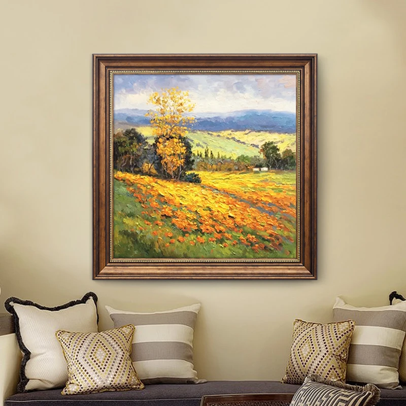 手绘油画美式梵高丰收风景壁画客厅背景墙挂画餐厅走廊玄关装饰画