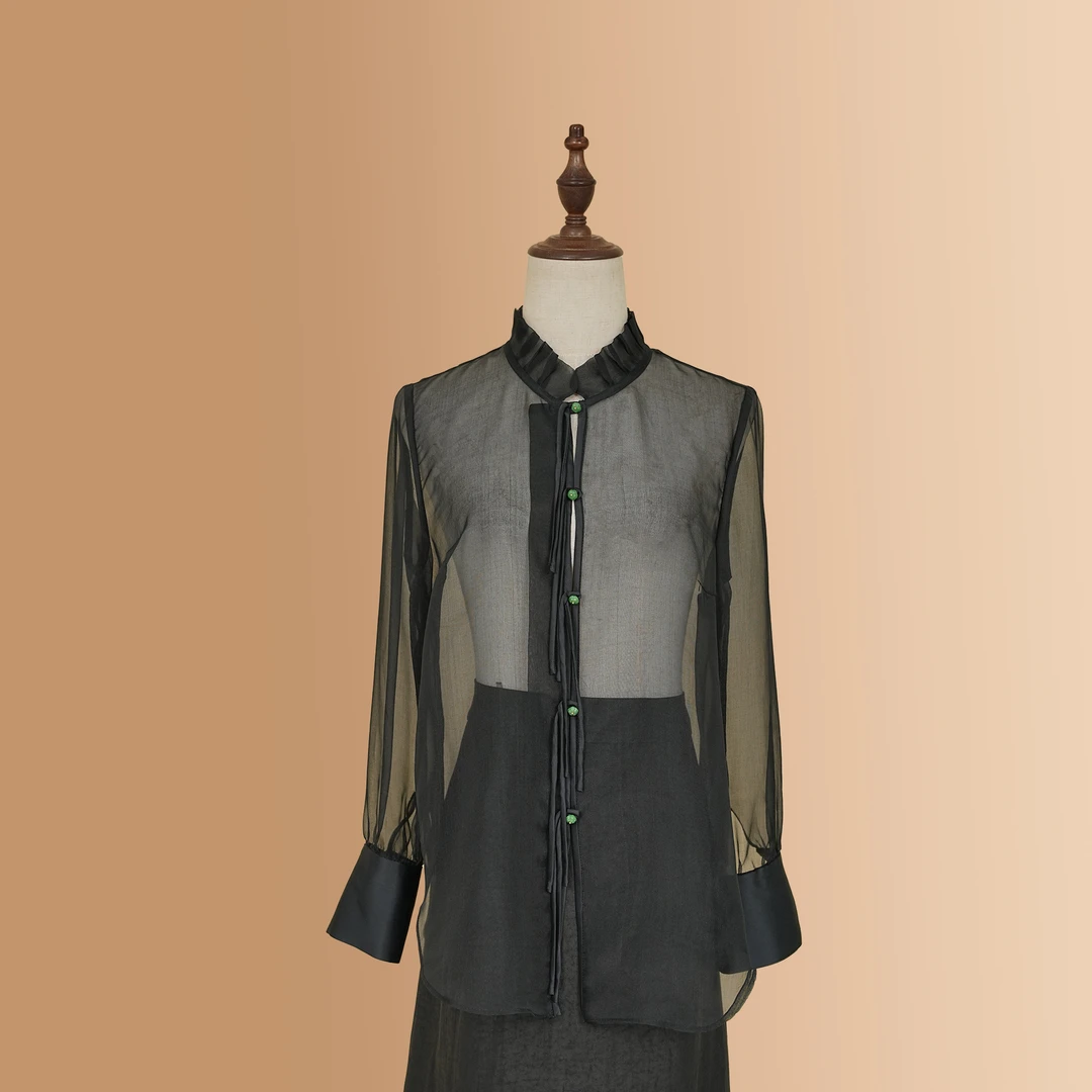 2024年新款高端优雅气质时尚百搭舒适真丝绡衬衫4039