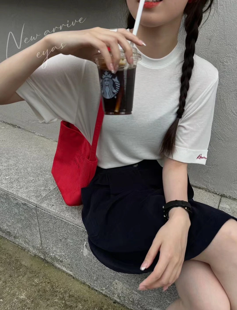 欧货休闲百搭天丝羊毛百搭短袖