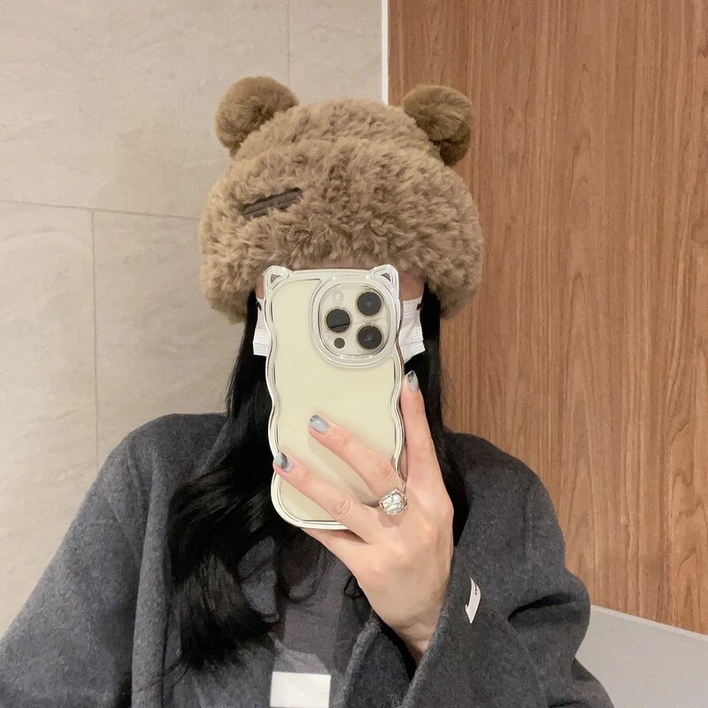 【有标小熊帽】可爱软糯毛绒绒保暖小熊帽帽子针织百搭学生日系韩版