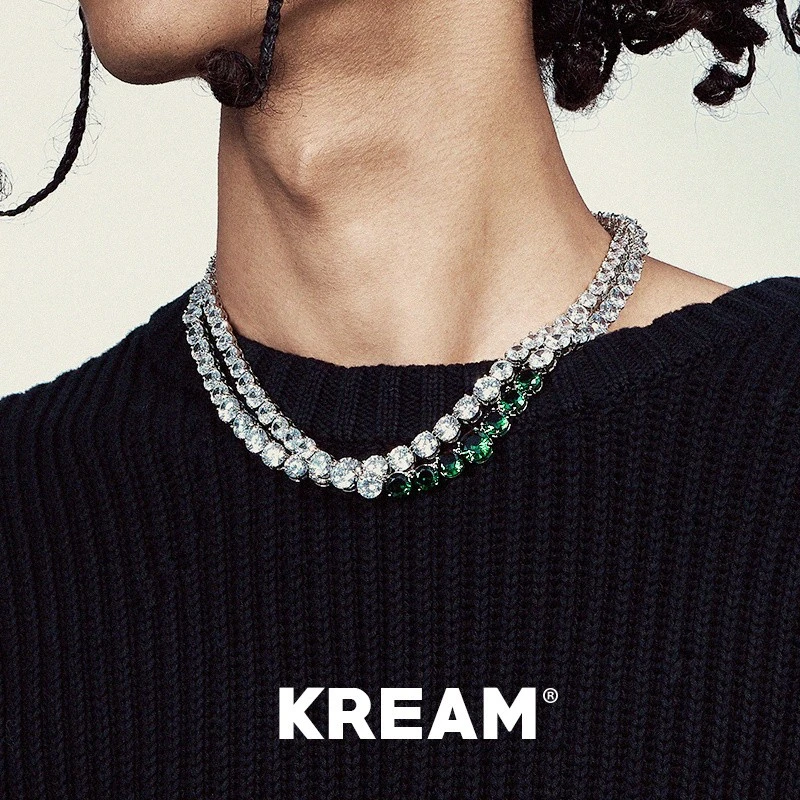 KREAM 铜合金项链 KREAM 锆石大小渐变网球项链男嘻哈女同款
