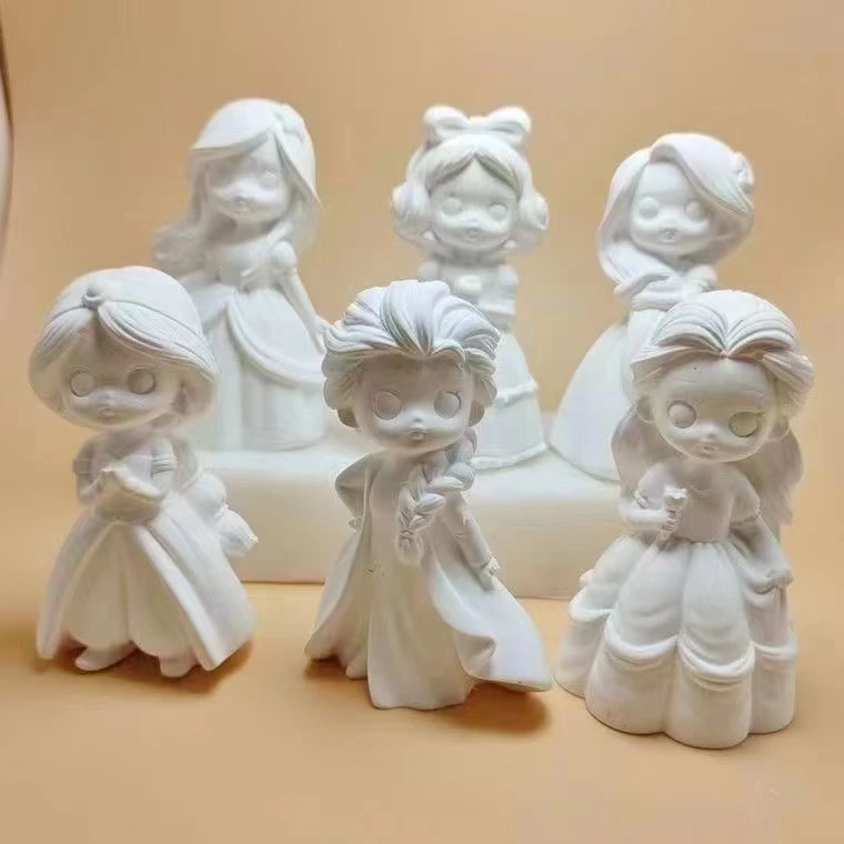 迪士尼公主2d石膏涂色白雪爱莎儿童手工diy玩具涂鸦