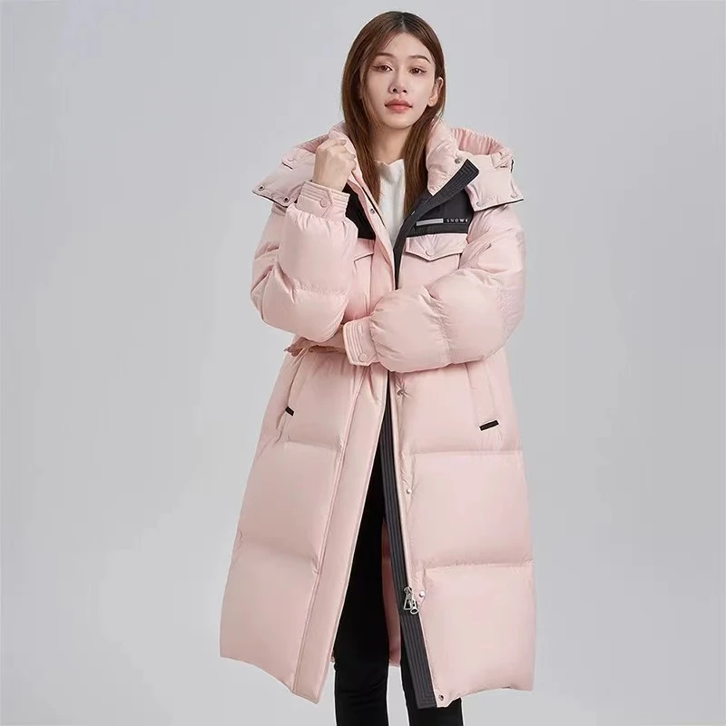 【巴黎诗集】过膝冬季新款羽绒服时尚连帽宽松显瘦加厚保暖外套（29）