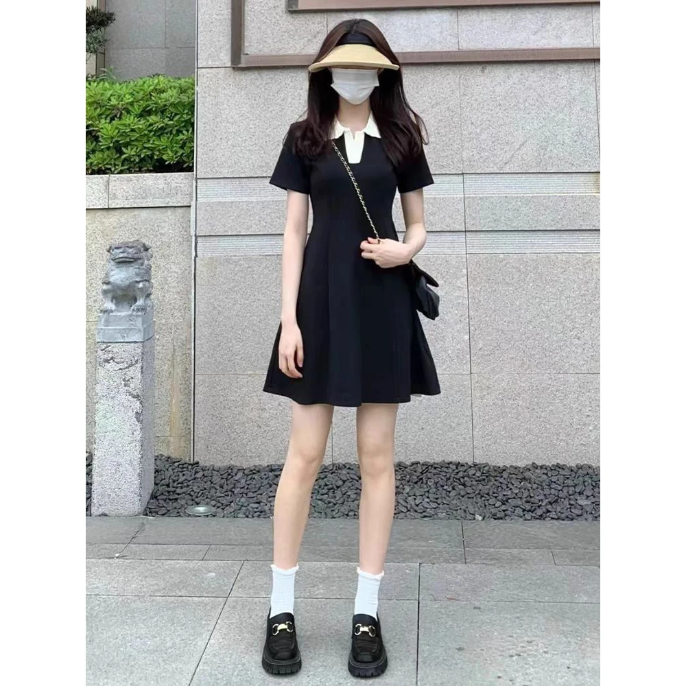哺乳连衣裙小个子夏季2024新款茶歇法式赫本风气质小黑裙雪纺喂奶