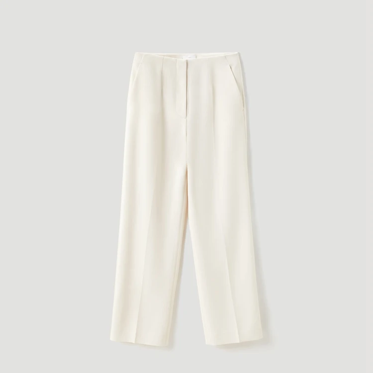 OVV新款女装直筒白色时尚宽松经典简约利落通勤休闲裤GKCAJ32102A