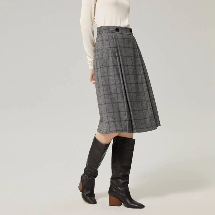 【意大利进口VBC】OVV秋冬新款格纹格子a字羊毛半身裙GQDDJ32108A