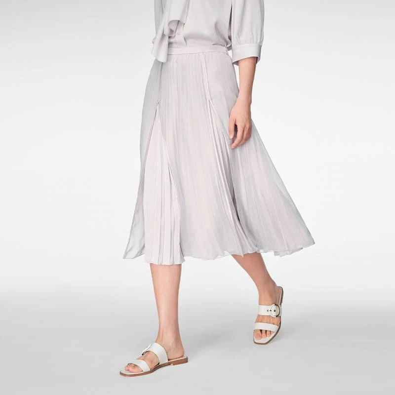 OVV春夏新款女装简约优雅浪漫双层百褶休闲中长半身裙GQDDJ14018A