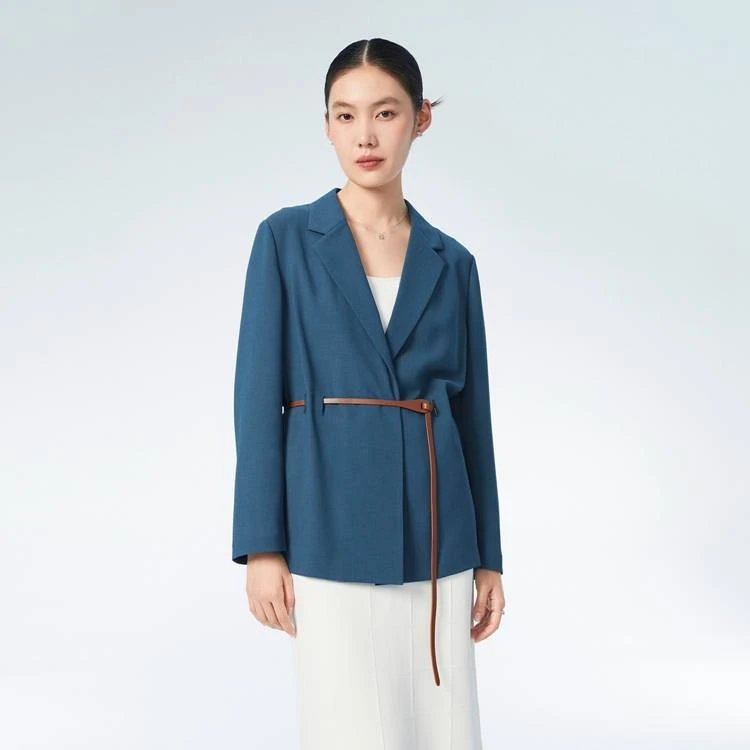 OVV春夏新款女装舒适垂顺可拆卸腰带休闲时尚西服外套GWXAJ13007A