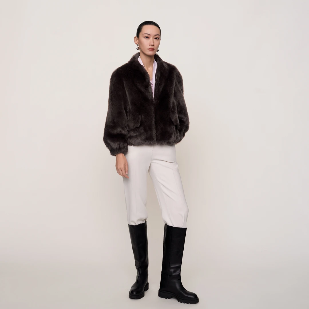 OVV秋冬新款女装气质时尚休闲厚实顺滑运动感短款大衣GWDAJ43117A