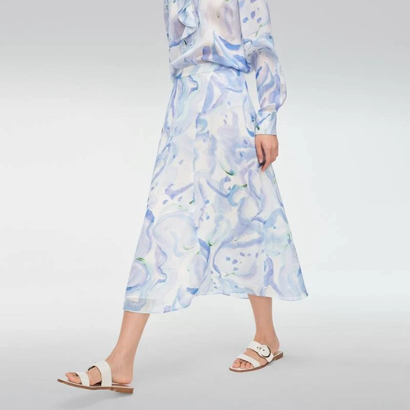 【抽象笔刷印花】OVV春夏新款女装弹力双层A字半身裙GQDDJ14007A