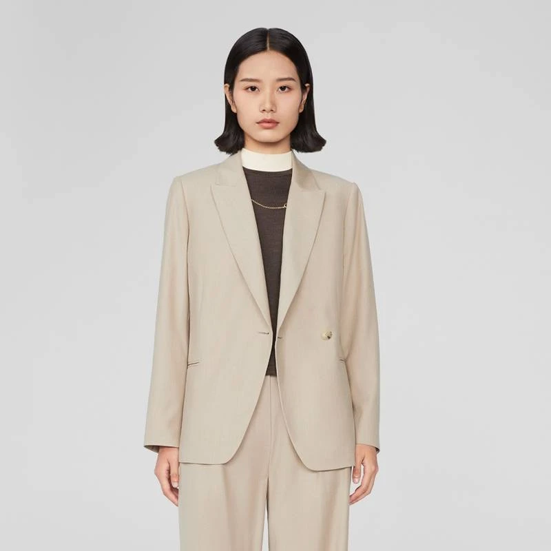 OVV秋冬新款女装一粒扣戗驳领休闲羊毛套装西服外套GTXEJ33108A