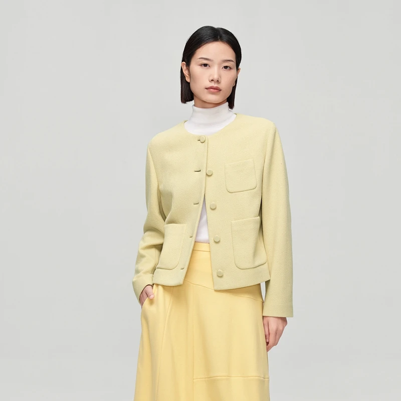 OVV秋冬新款女装进口圆领不对称口袋设计夹克外套GWJFJ33101A