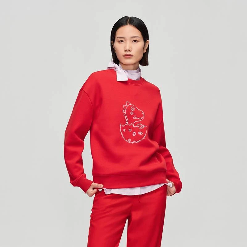 【新年红系列】OVV春夏新款女装小恐龙造型套头卫衣GNZWJ14001A