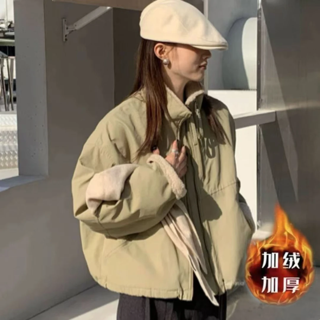 派克服女宽松冬款韩系休闲短款小个子2024宽松棉服外套