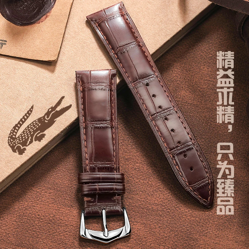 头层真皮牛皮用于天梭浪琴欧米茄男士柔软舒适耐用蝴蝶针扣表带