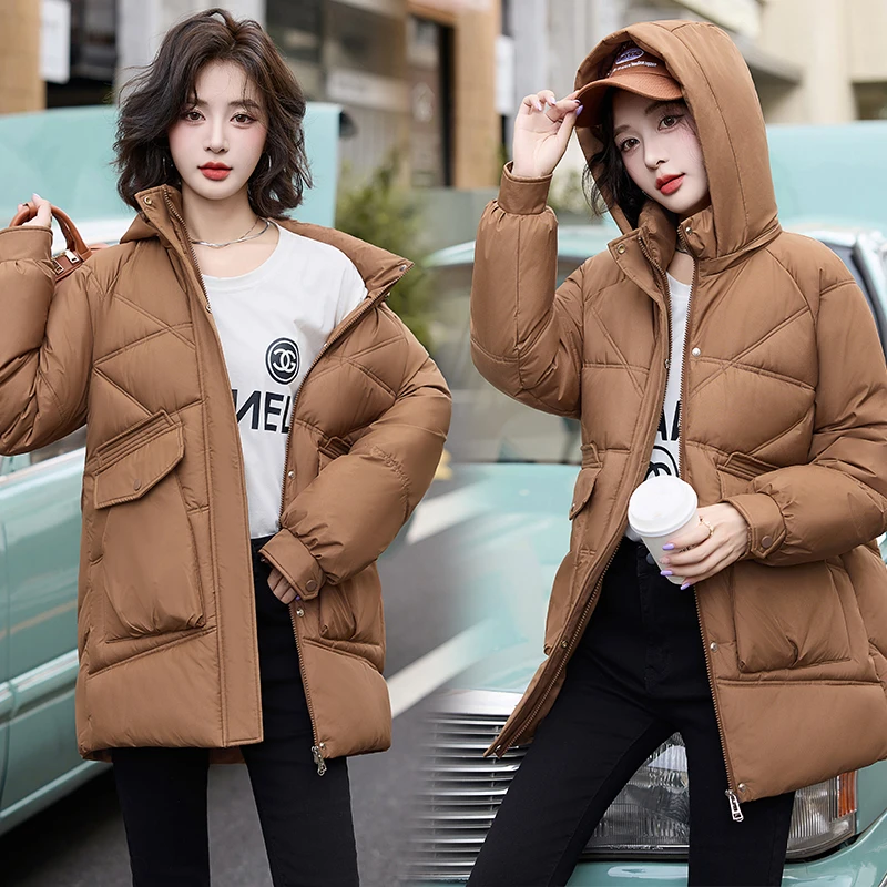 女中冬季长款中长款羽绒棉服2024新款加厚韩版棉衣外套棉袄