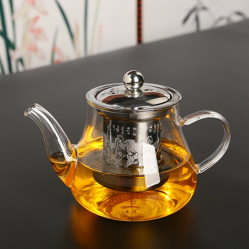耐热高温玻璃泡茶壶可明火加热家用功夫茶壶茶具加厚过滤花茶透明