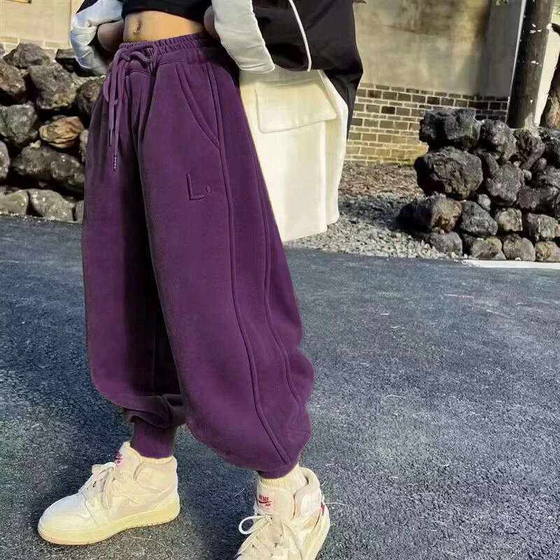 春秋冬男童女童加绒加厚中大童冬季一体绒裤儿童保暖宽松休闲裤潮