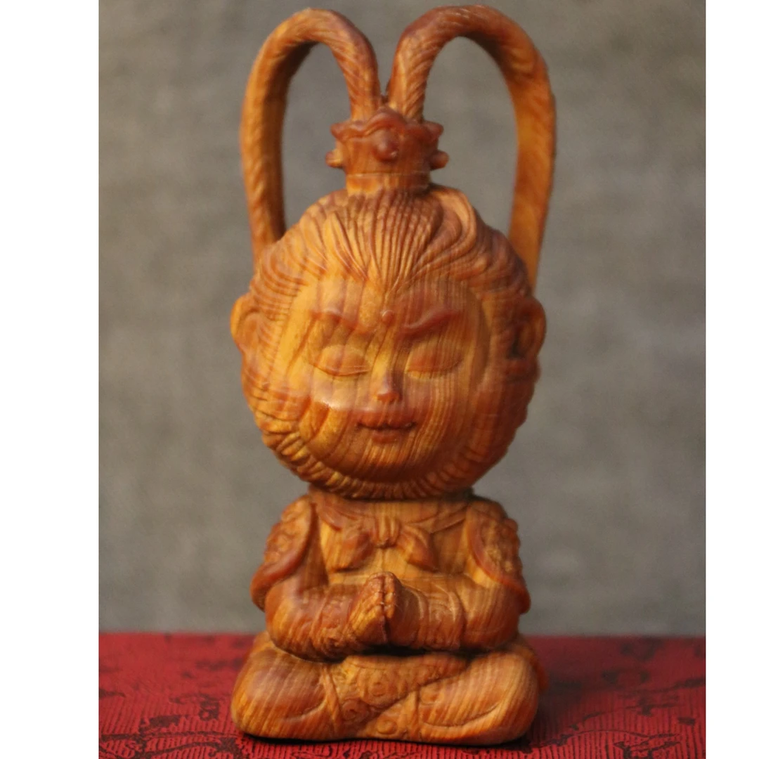 崖柏木雕陈化料齐天大圣孙悟空桌摆件车摆件工艺品文玩