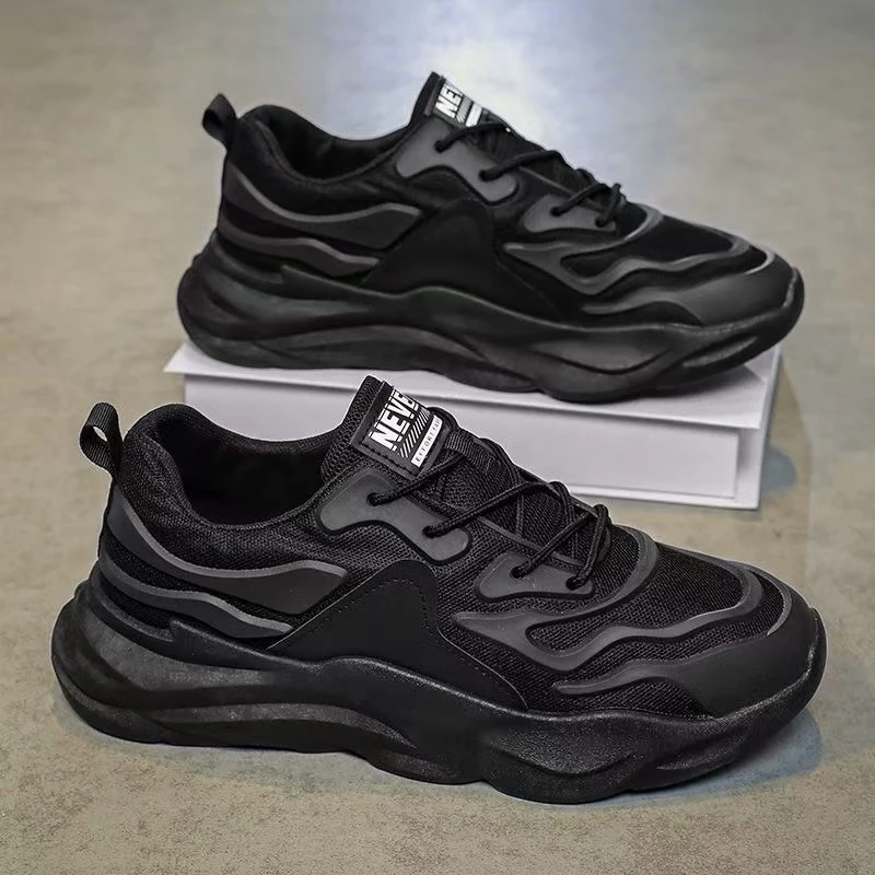 秋季新款透气厚底防滑跑步鞋潮流百搭休闲运动鞋男鞋D617