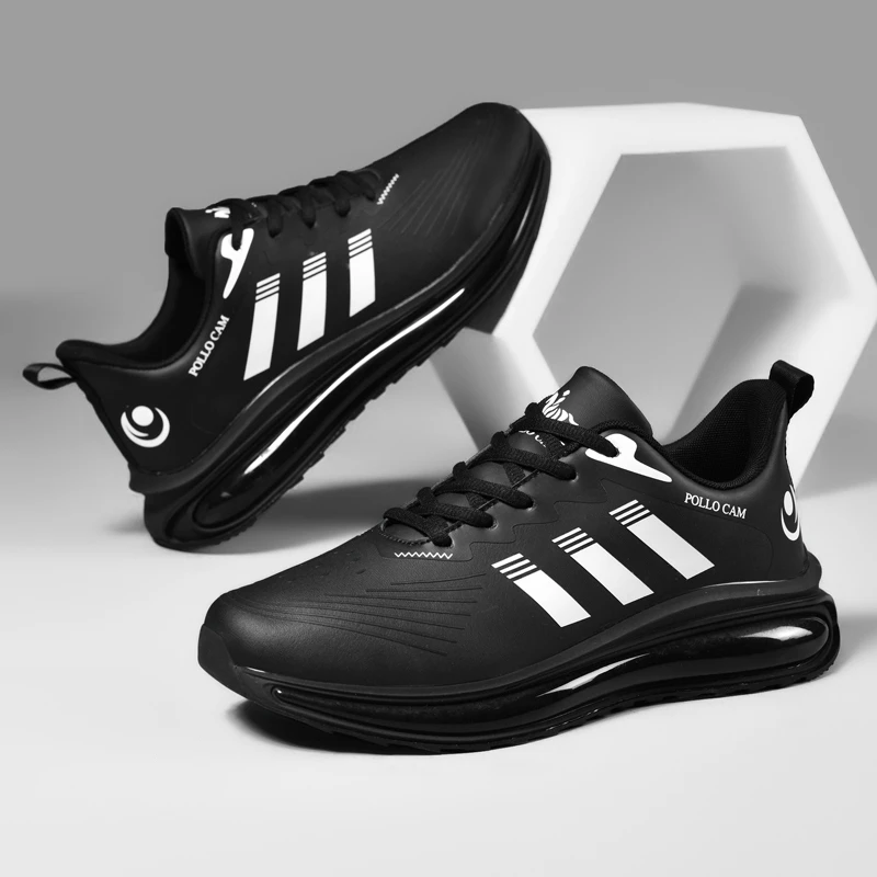 曼仕保罗新款皮面防水运动鞋男士防滑耐磨跑步鞋男鞋6610