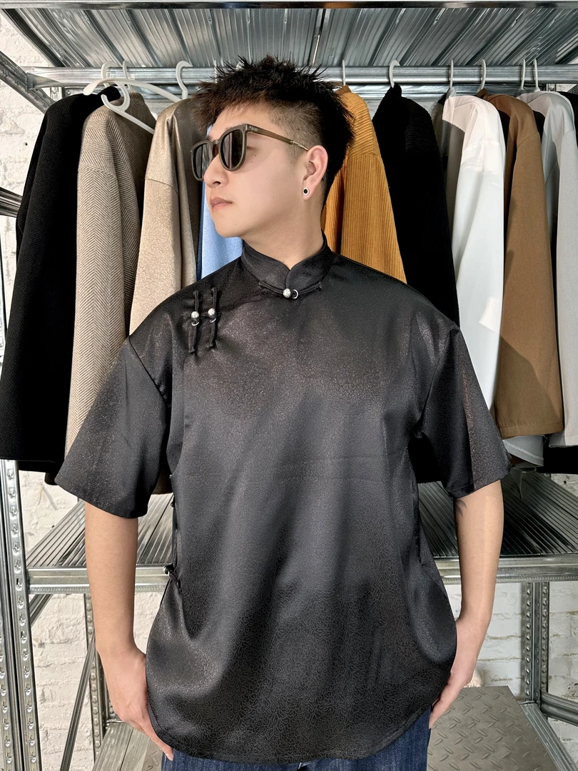 【预售】祥云锦缎民族风短袖夏季 复古宽松立领 中国风蒙古元素