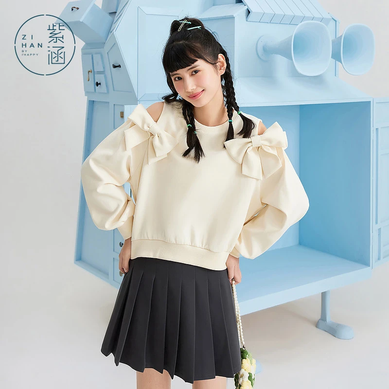 紫涵露肩卫衣甜美网感上衣女纯Z3Z02AS447百搭女士秋
