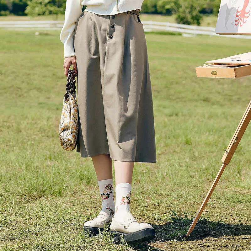 紫涵森系简约中长款半身裙女秋季高级感复古裙子显瘦气Z3Z07BS214