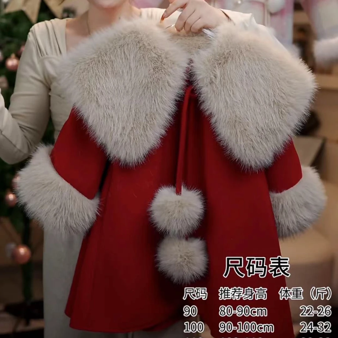 【QM】2023冬季新款女童韩版洋气百搭加绒计划红色拜年服 -QM04123