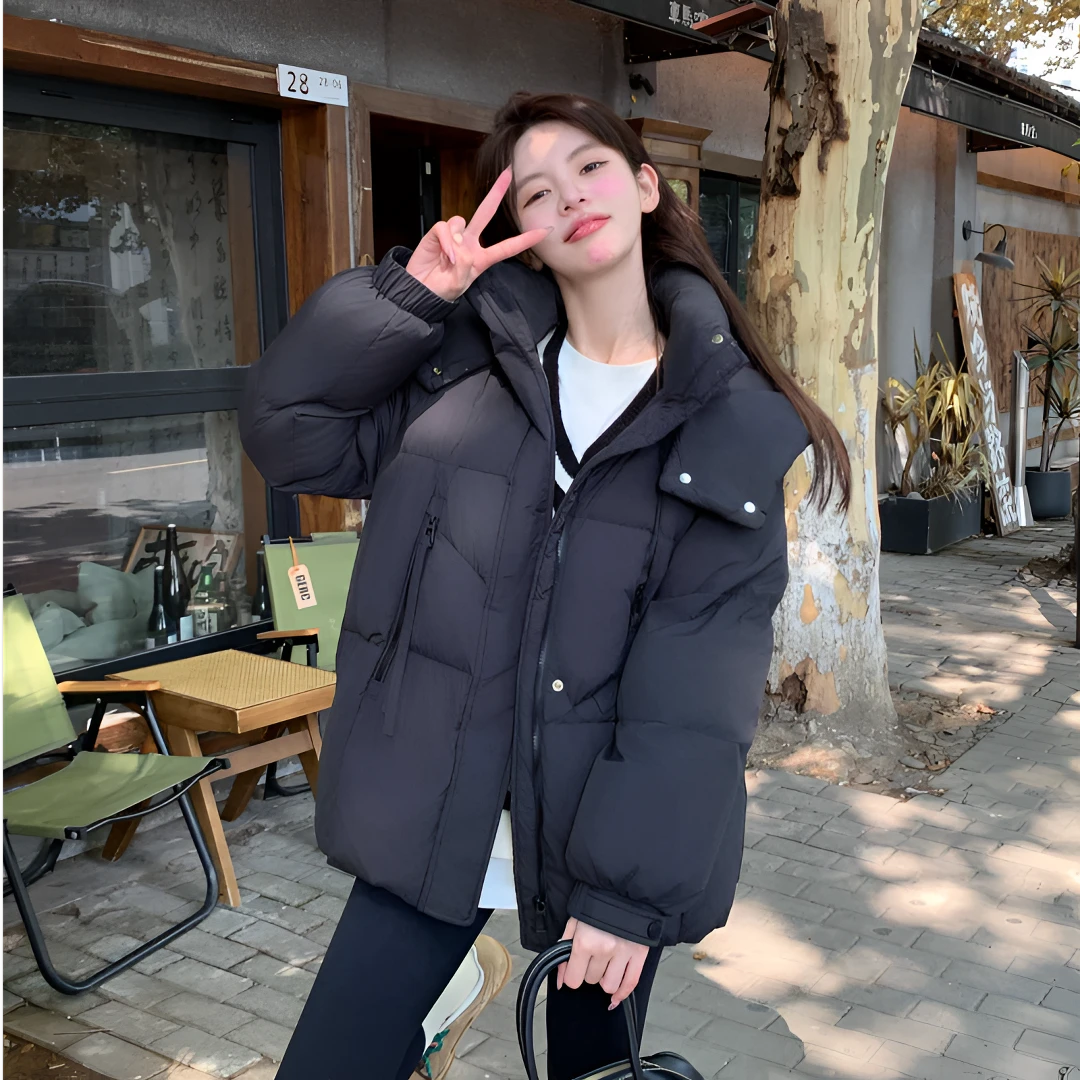 YAYA/鸭鸭羽绒服女2024冬新品连帽可拆百搭宽松厚YE4B605772H