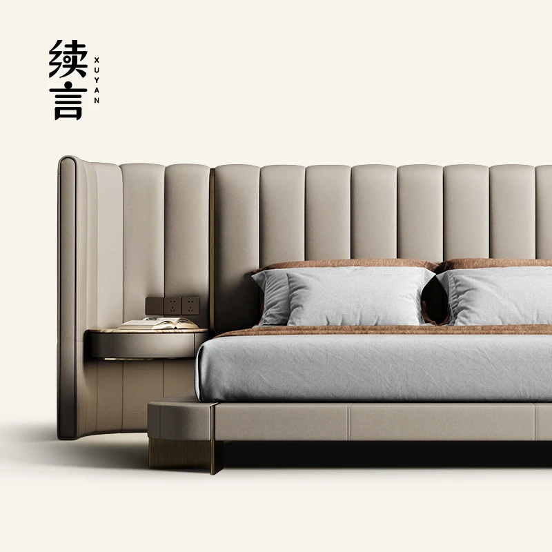续言意式全真皮床卧室家具主卧原创高档软包宽屏主卧室大床A601