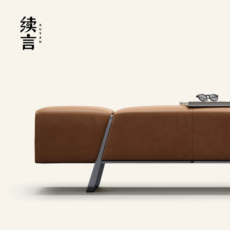 续言 摩登东方全真皮床尾凳 原创高档床边凳可储物长条换鞋凳A359