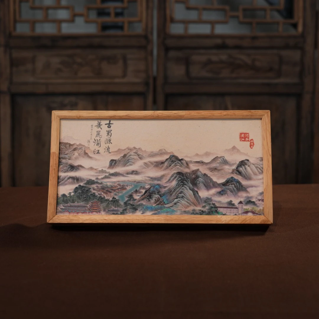 【龙门湔江图】手工泡台汉陶干泡盘吸水国风雕刻新中式家用高档茶盘