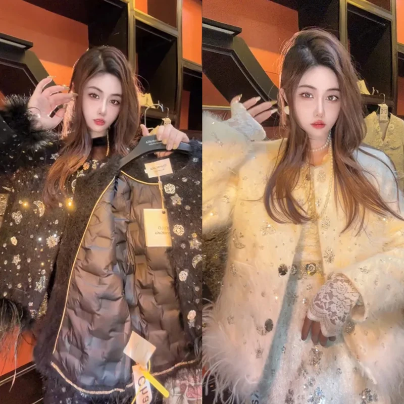 【星月神话】  62050星月亮片夜空香风羽绒服【毛毛不可拆卸】