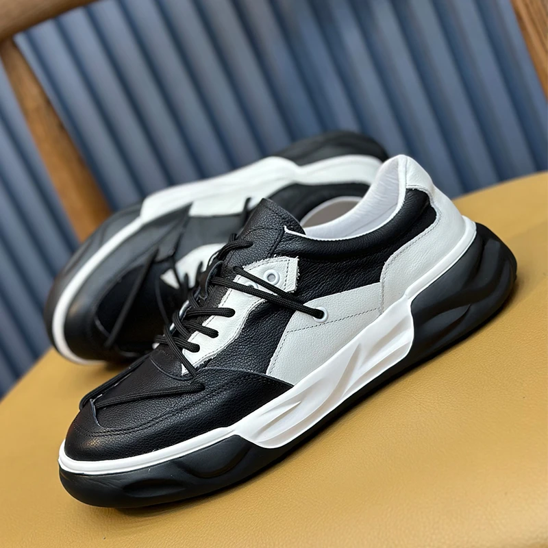 秋季新款时尚高端小白鞋男2025透气百搭真皮轻奢休闲板鞋男士潮鞋